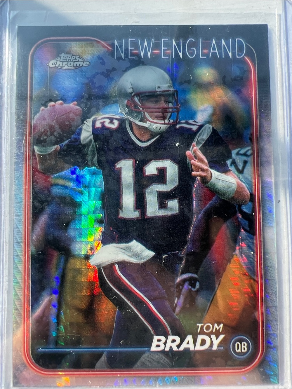 Topps Chrome Tom Brady New England Football Card - Blue, Red, White